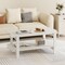 2-Tier Wooden Coffee Table with Storage Shelf and Slatted Design